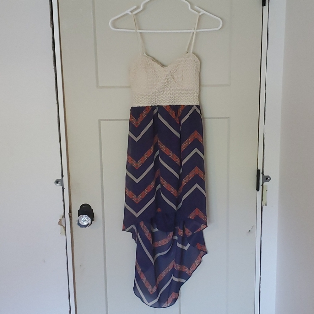 High low open back dress